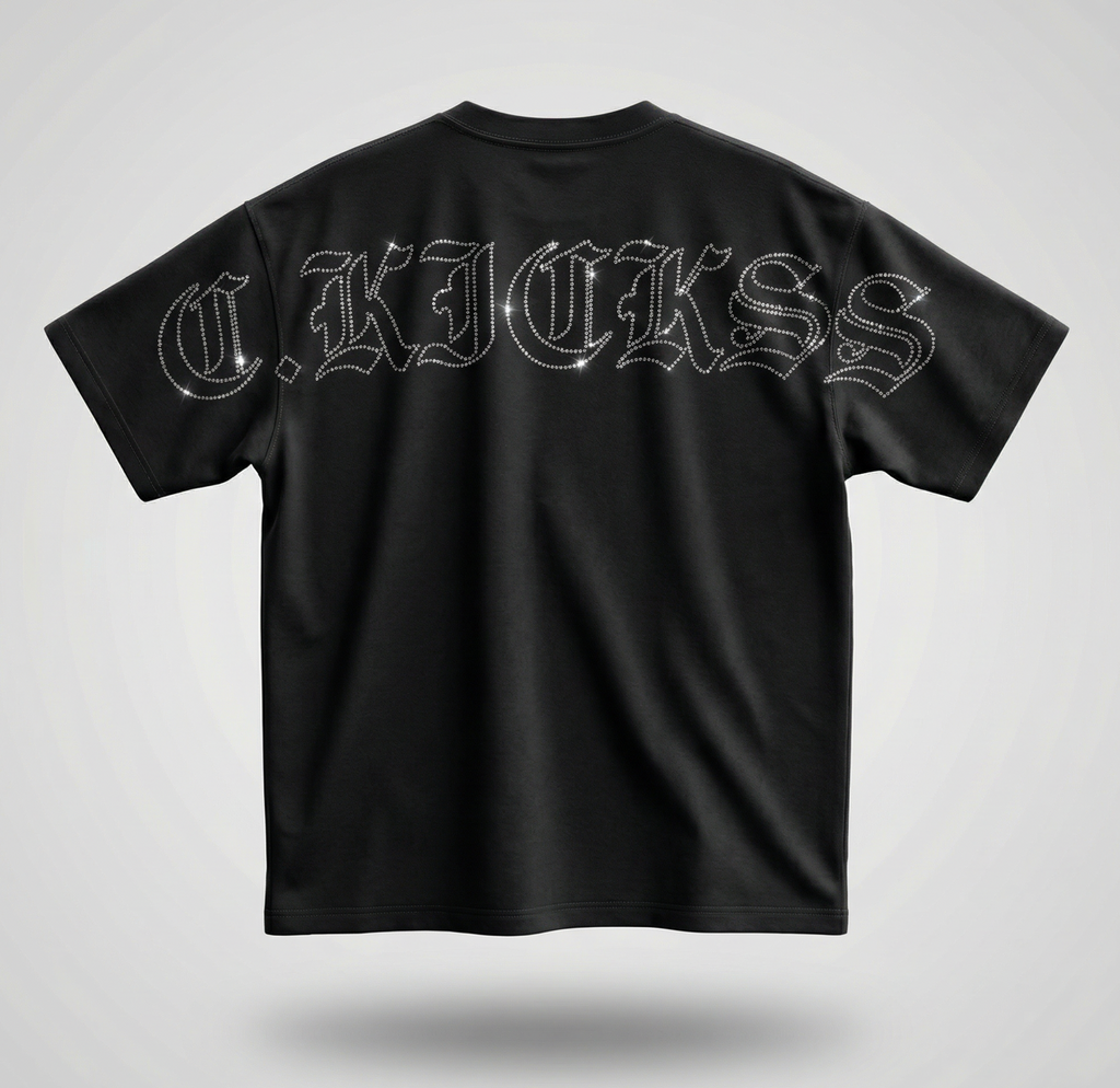 C.K Black Tee Oversized(Rhinestone)