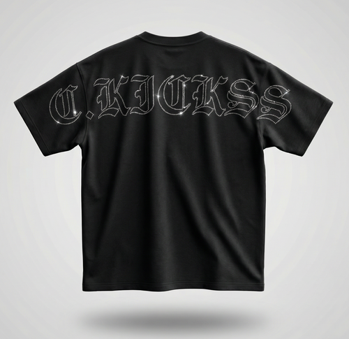 C.K Black Tee Oversized(Rhinestone)