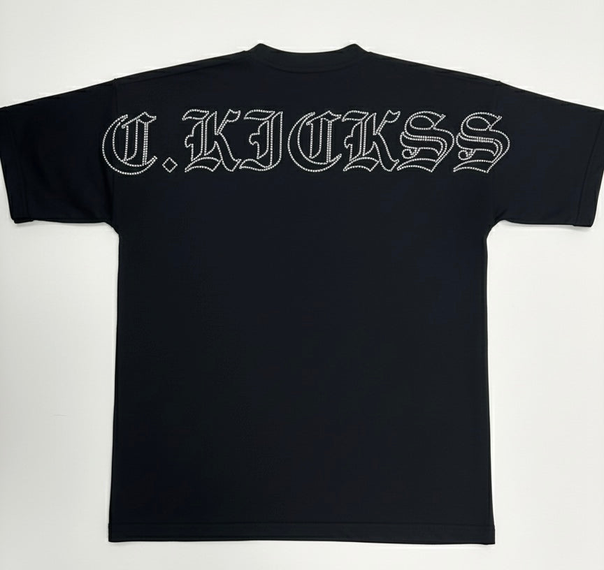 C.K Black Tee Oversized(Rhinestone)
