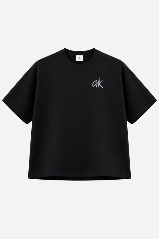 C.K Black Tee Oversized(Rhinestone)